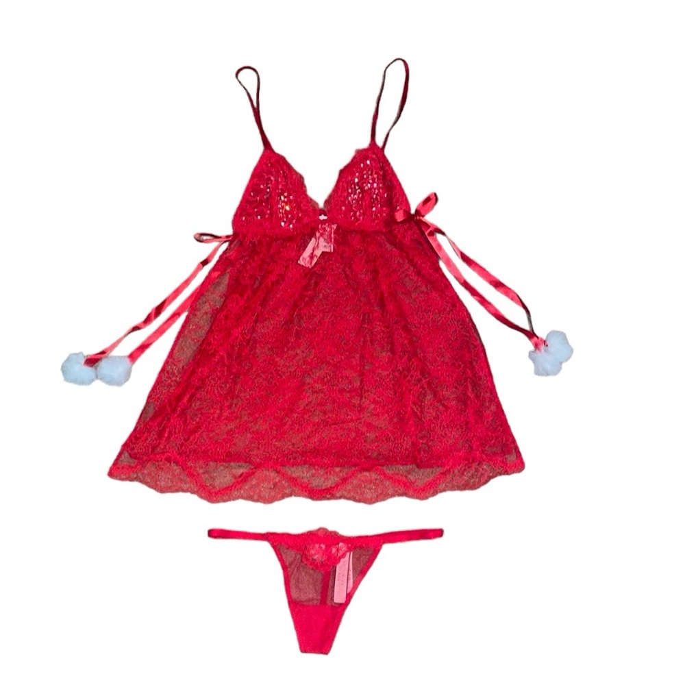 NWT Victoria secret red lace slip dress